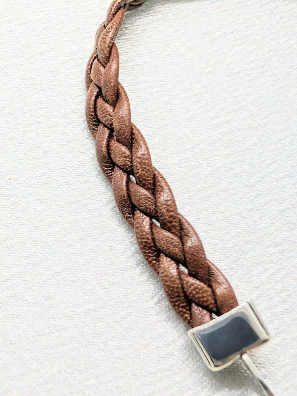 NEW Western Flair sterling silver and braided leather I.D. bracelet - Picture 6 of 8
